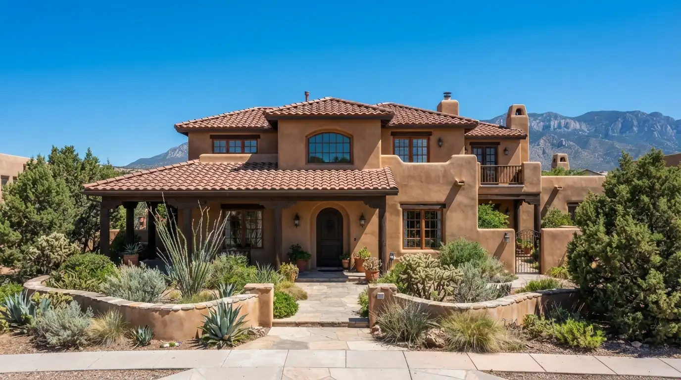 Clay tile roof on a home in Albuquerque