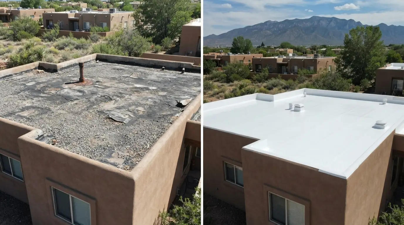 Tar and gravel roof replaced with white TPO