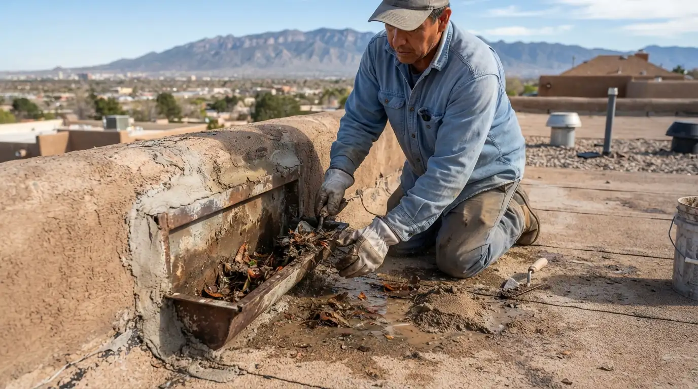 Drain and canale clearing on a roof in Albuquerque, NM