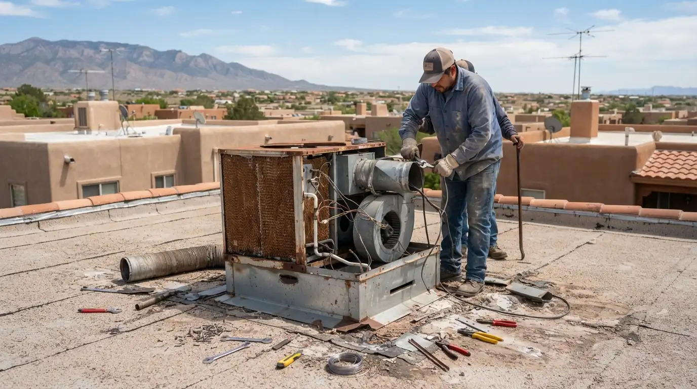 Roof opening left after a swamp cooler was removed