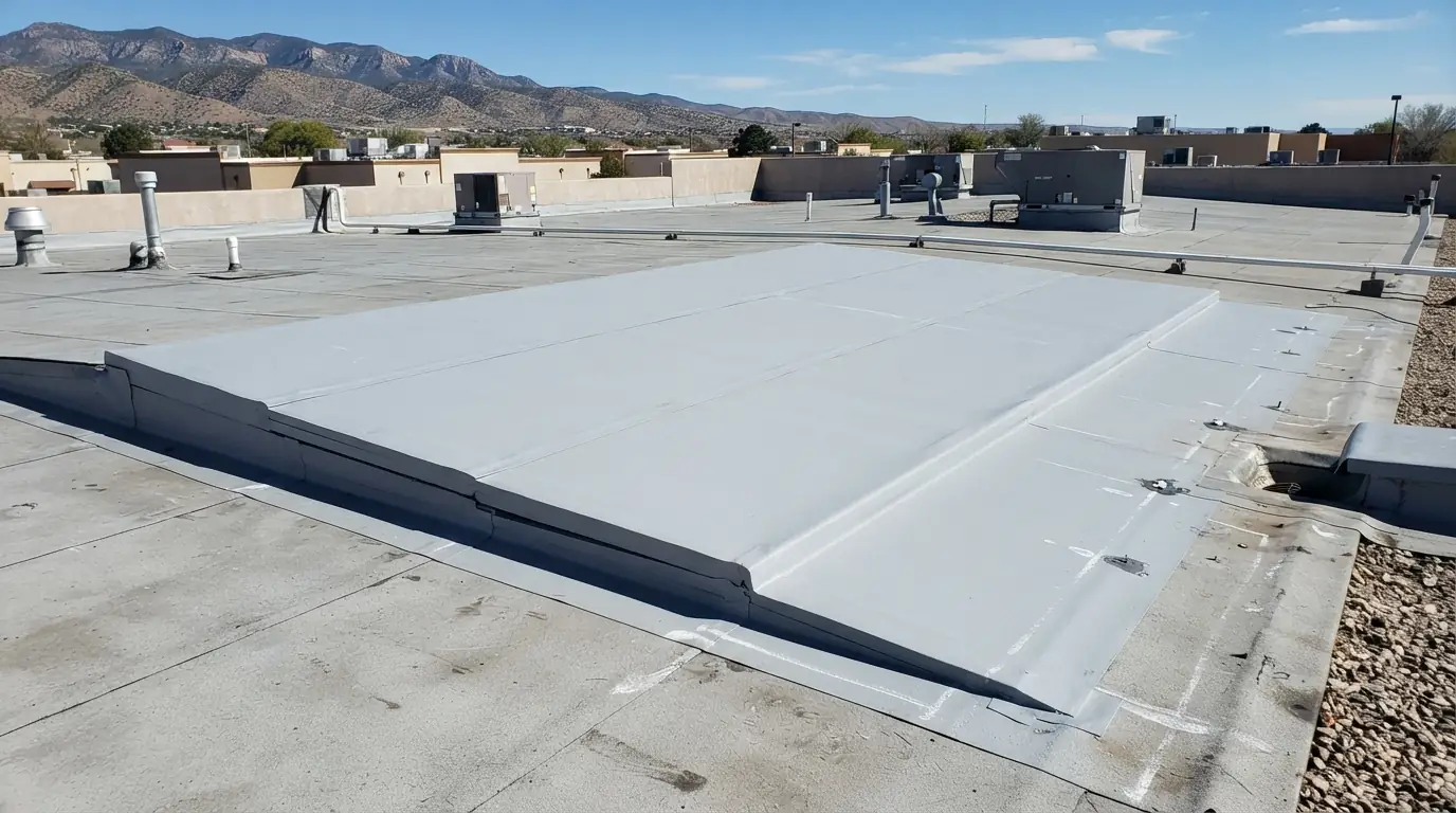Ponding fix with tapered insulation on a roof in Albuquerque, NM