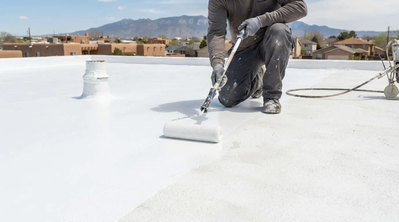 Foam recoat and renewal on a roof in Albuquerque, NM