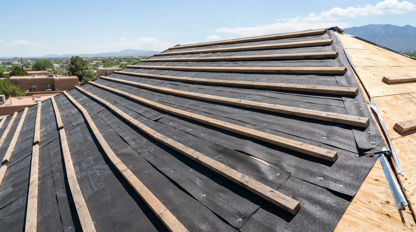 Underlayment and batten systems on a roof in Albuquerque, NM