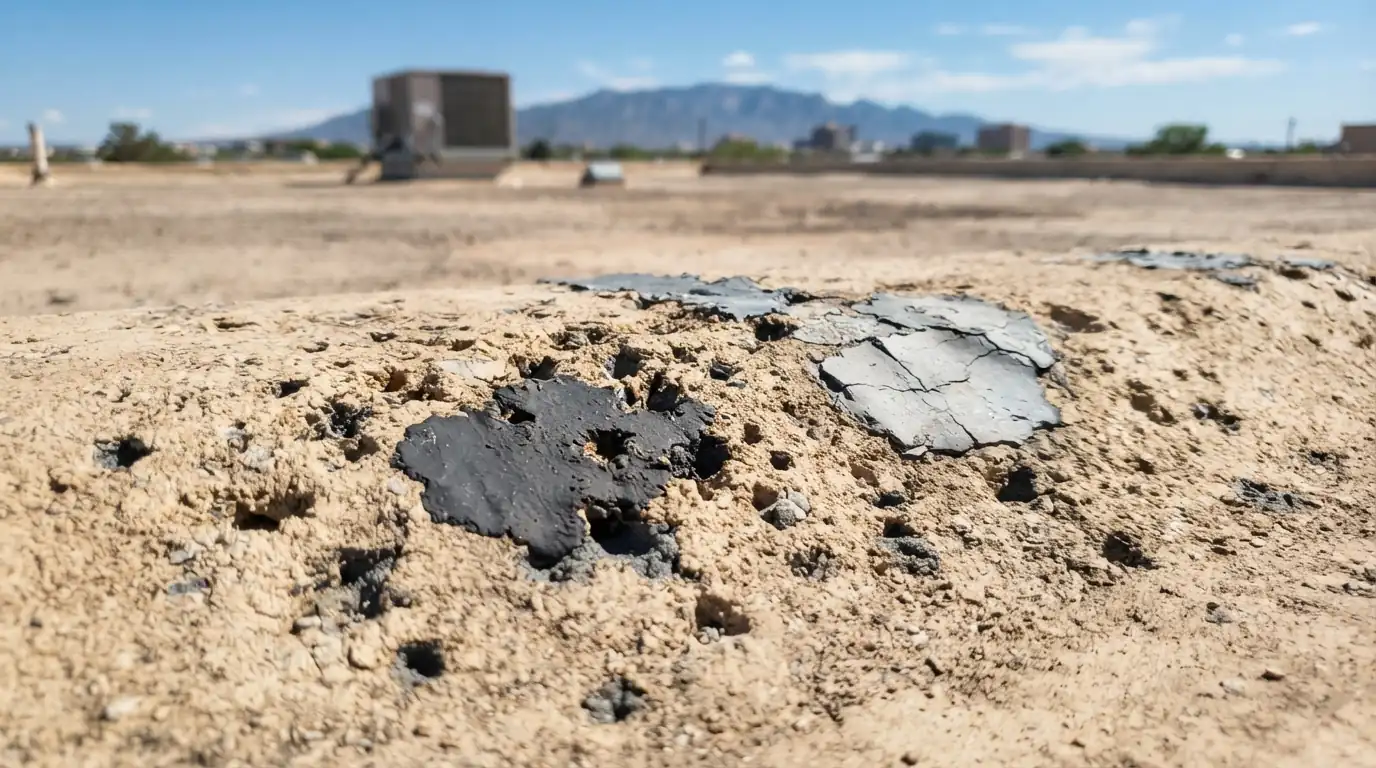 Bird peck and hail damage patching on a roof in Albuquerque, NM