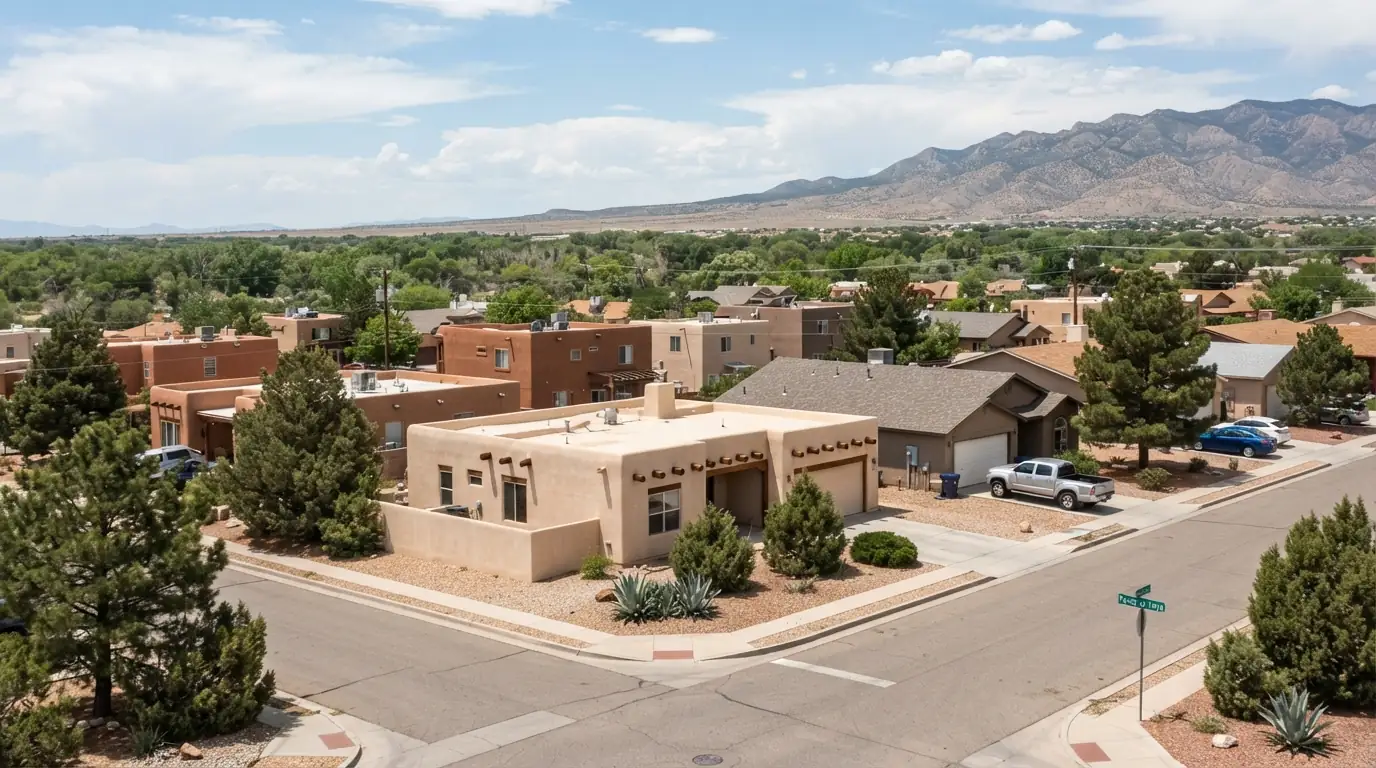 Homes with shingle and flat roofs in Los Lunas