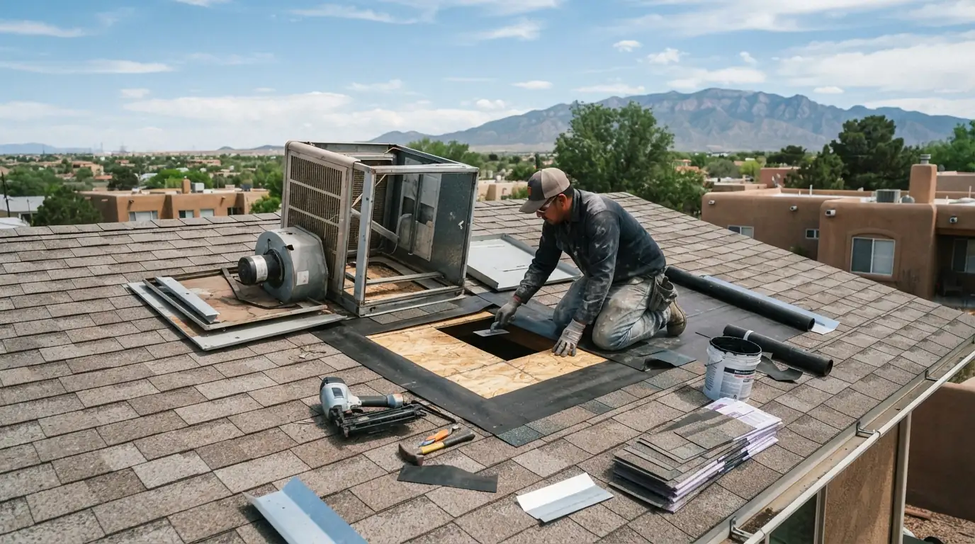 Roof opening patched after a swamp cooler was removed in Albuquerque