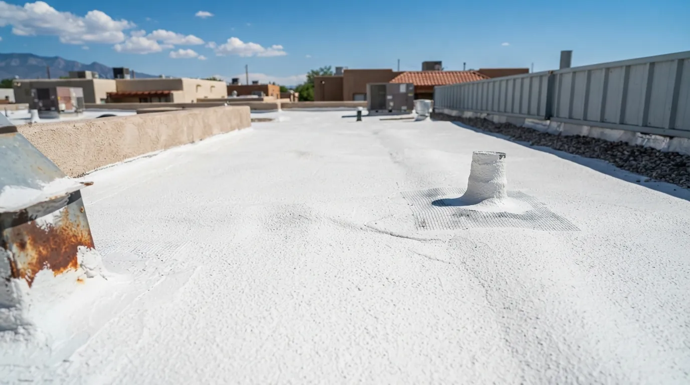Acrylic elastomeric coating on a roof in Albuquerque, NM