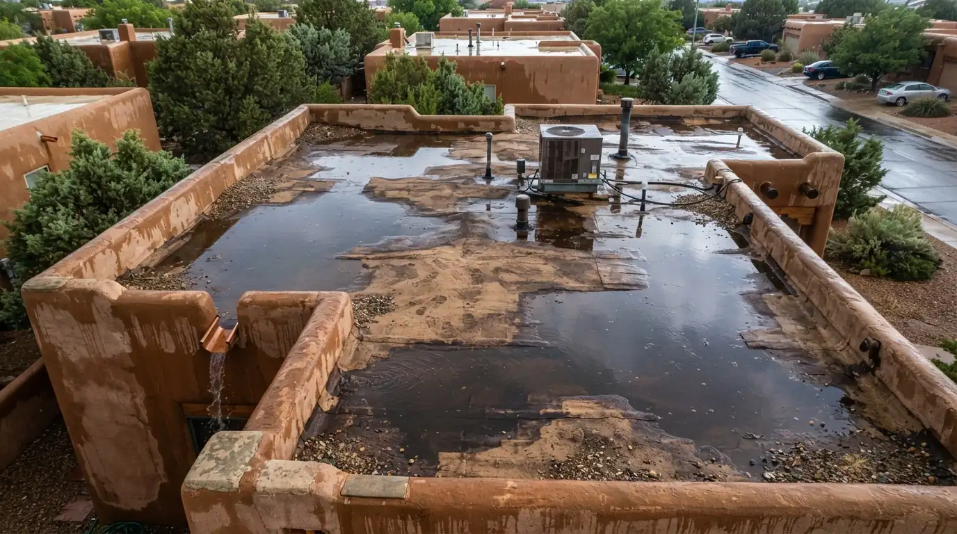 Commercial flat roof with rooftop units in Albuquerque