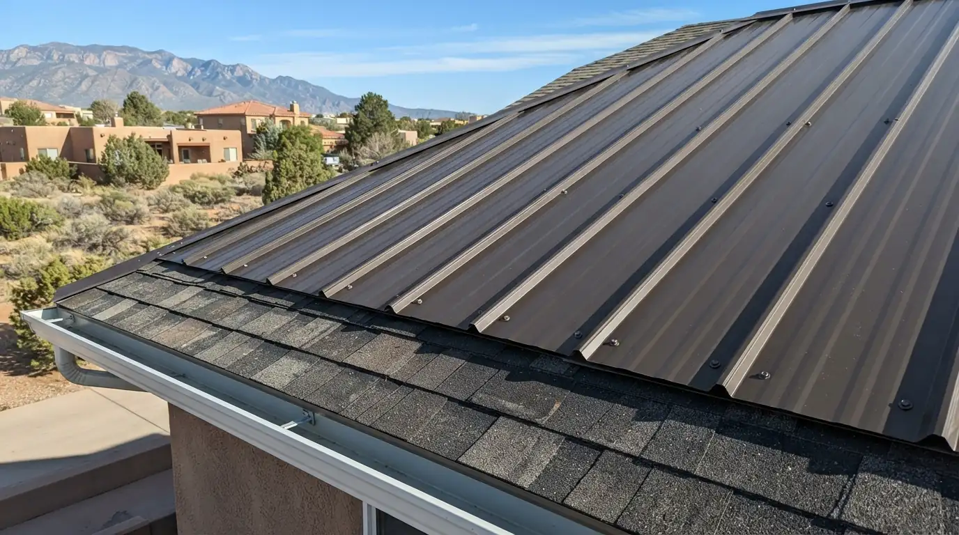Metal over existing shingles on a roof in Albuquerque, NM