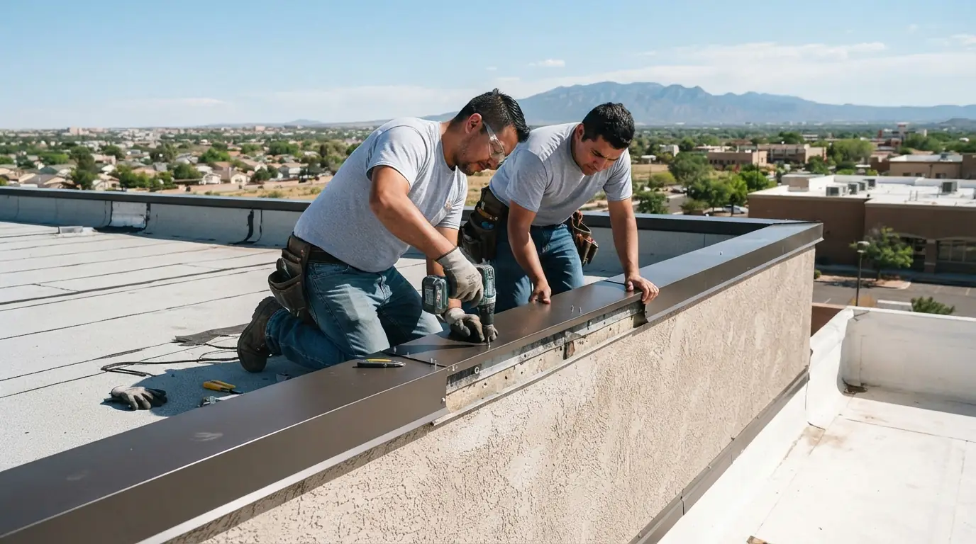 Coping metal replacement on a roof in Albuquerque, NM