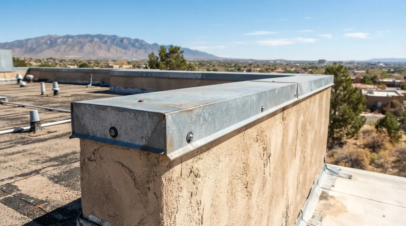 Parapet cap flashing on a roof in Albuquerque, NM