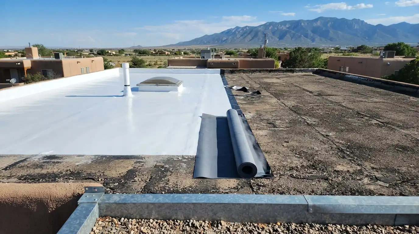 Core sample cut from a flat roof to check for wet insulation