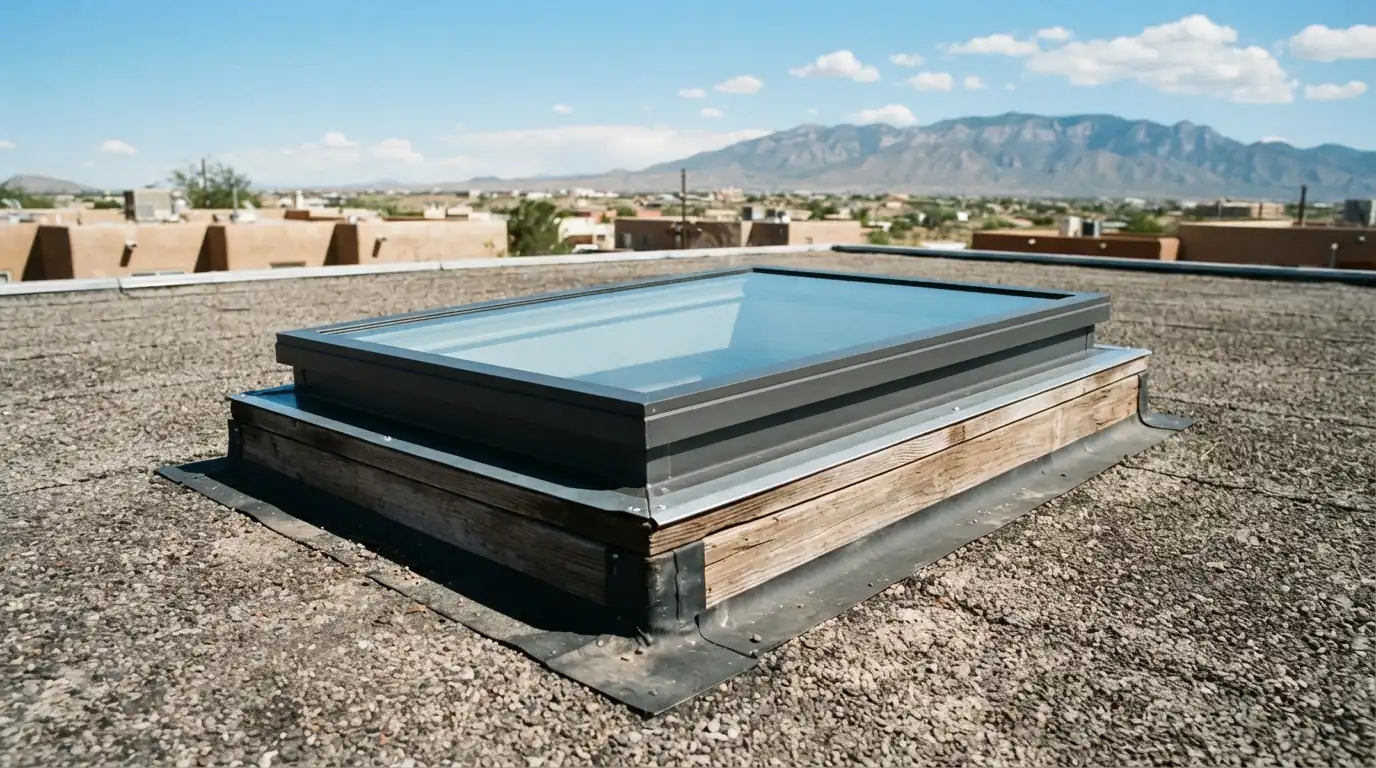 Deck-mounted skylight on a roof in Albuquerque, NM