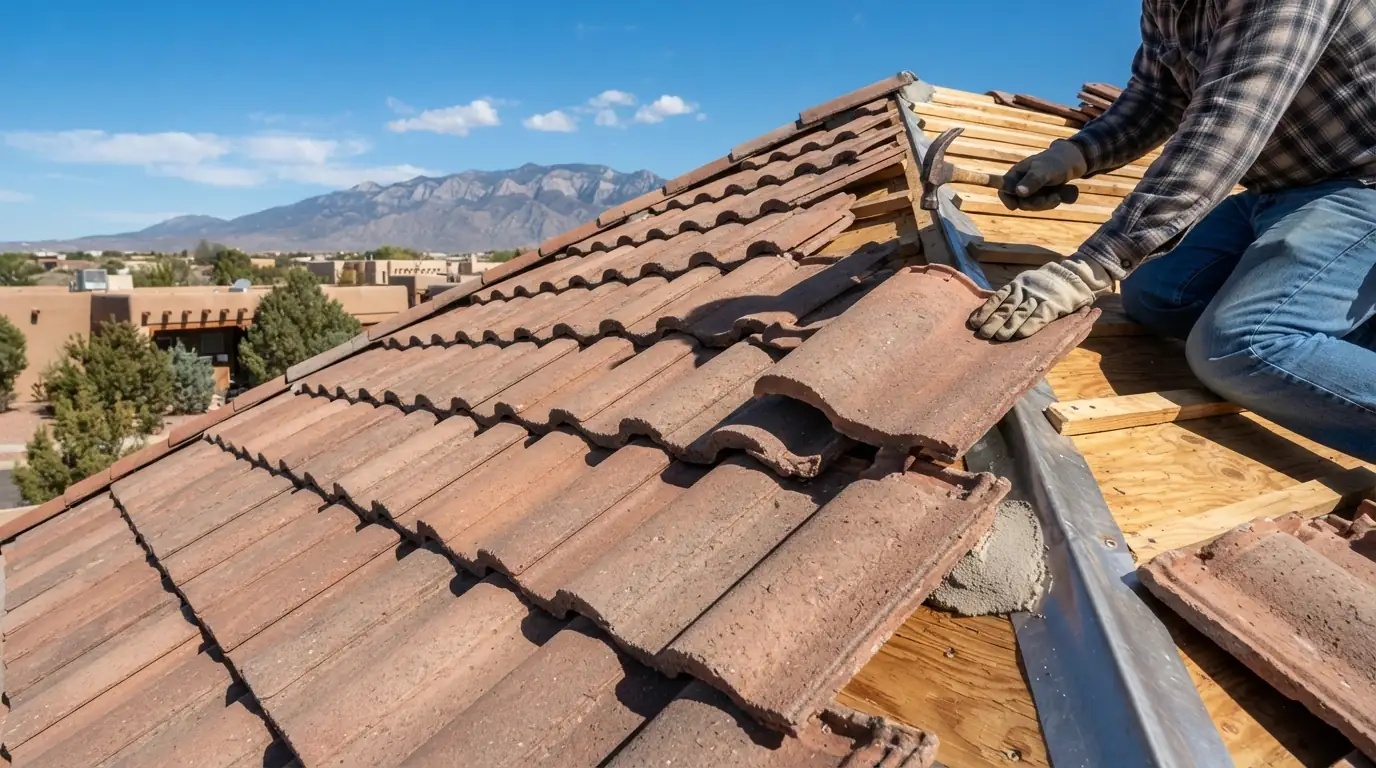 Concrete tile on a roof in Albuquerque, NM